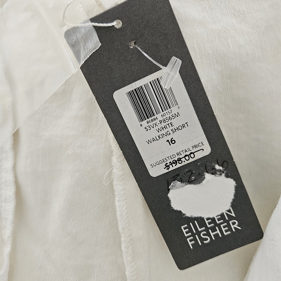 Eileen Fisher Shorts Size 16 White Walking NWT Linen Viscose Stretch Pockets - Picture 3 of 16